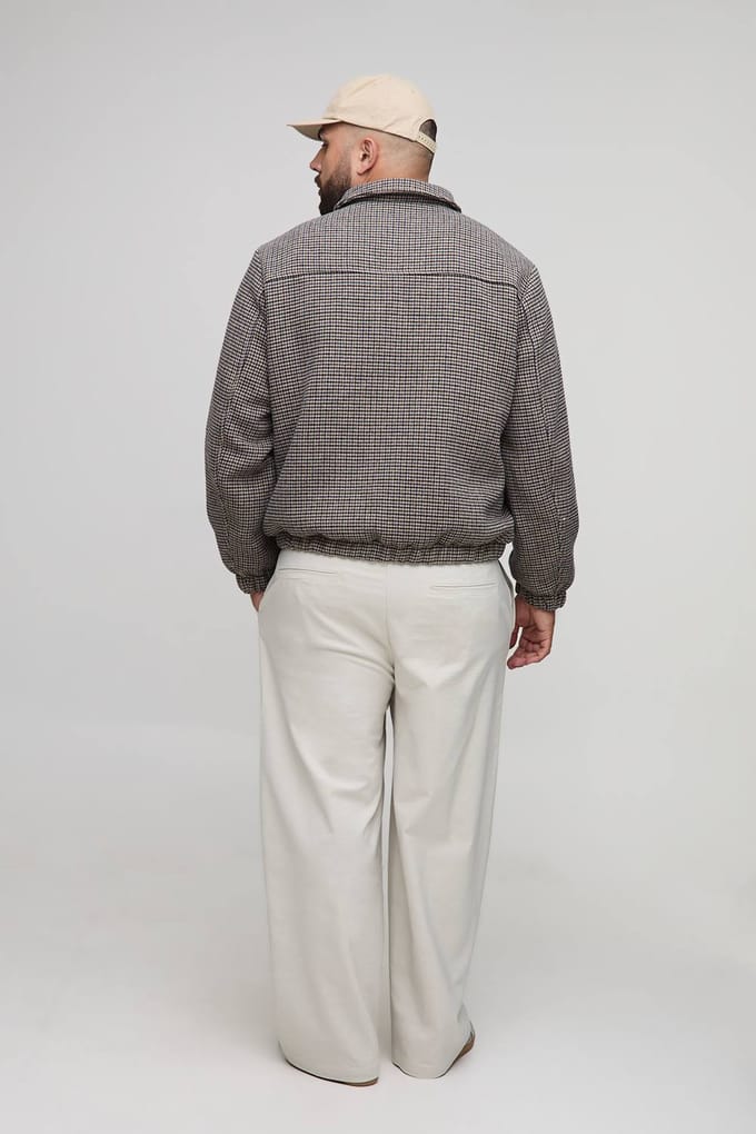 Plus Check Boxy Regular Fit Harrington Jacket | Size 2XL