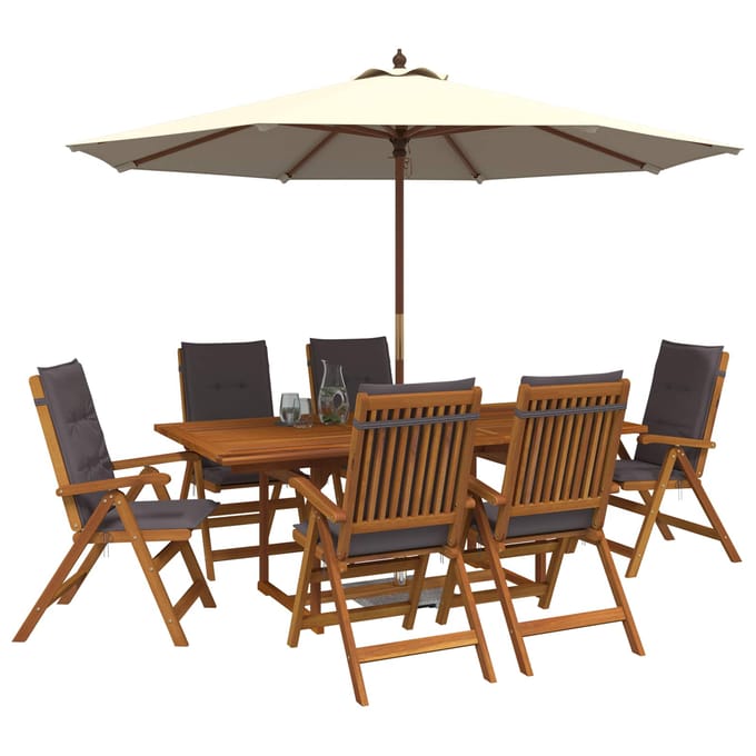 vidaXL - Buiten - Eetset - met - Parasol - 8 - st - 6-zits - Antraciet