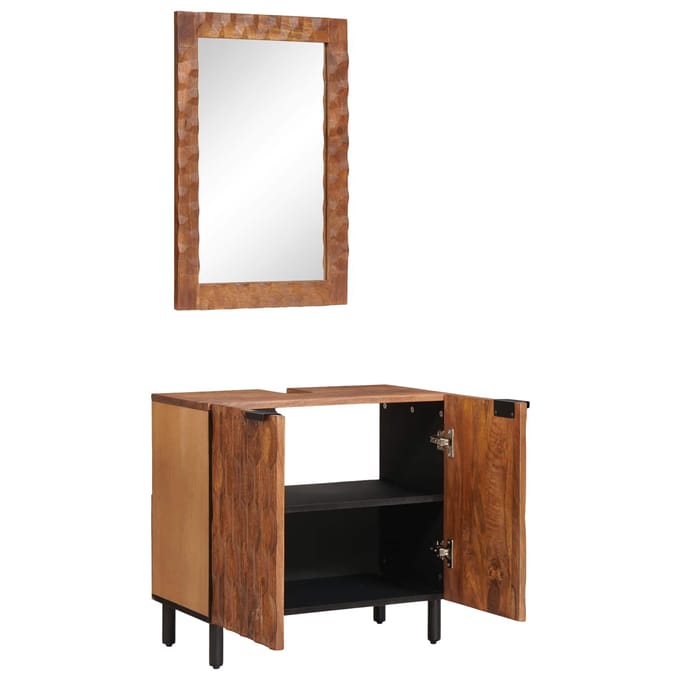 vidaXL - Badkamer - Sets - 2 - st - Acacia - Bruine - Winish - 62 - x - 33 - x - 58 - cm