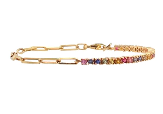 Half chain half steentjes armbandje | mix | goud gekleurd