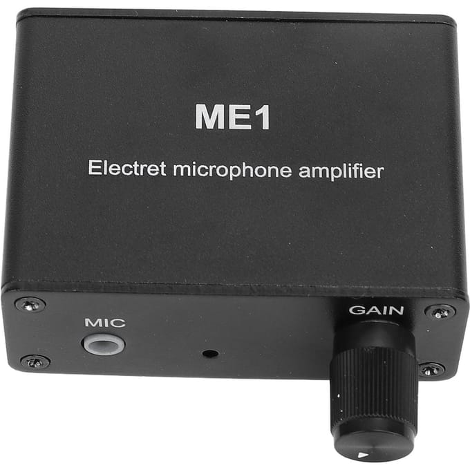 Elektretmicrofoonversterker Regelbare versterking 0?20dB Condensator Microfoon Koptelefoon Geluid Voorversterker ME1 3.5mm black
