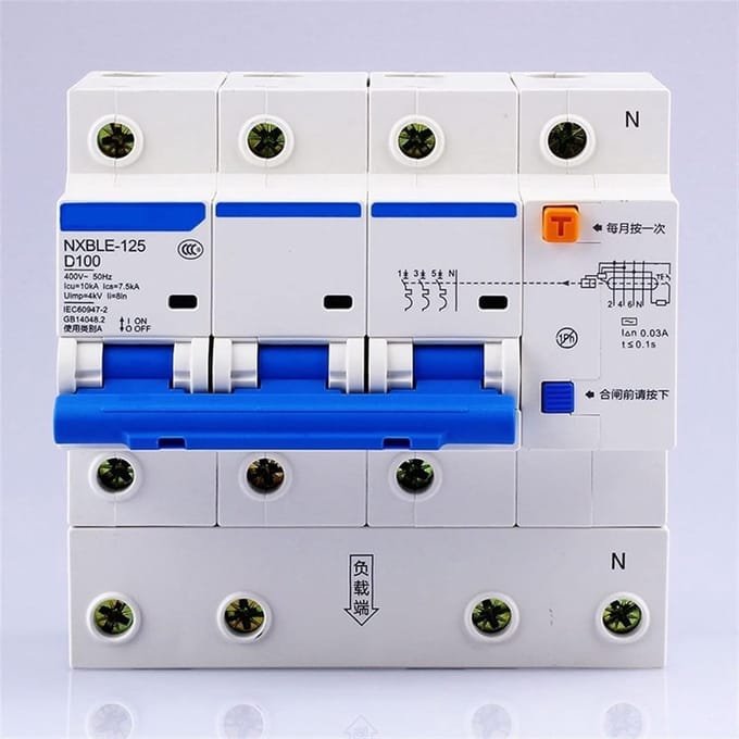 Stroomonderbreker - Aardlekschakelaar - Elektrische beveiliging - Thermisch magnetisch - 100 A - Grijs
