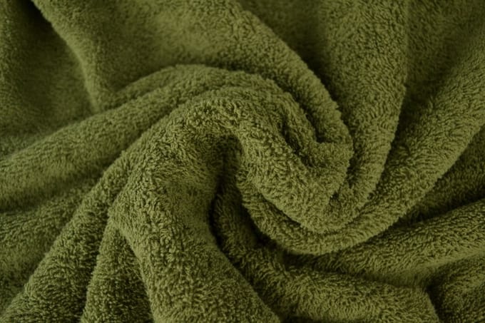 10 meter badstof - Mosgroen - 90% katoen - 10% polyester