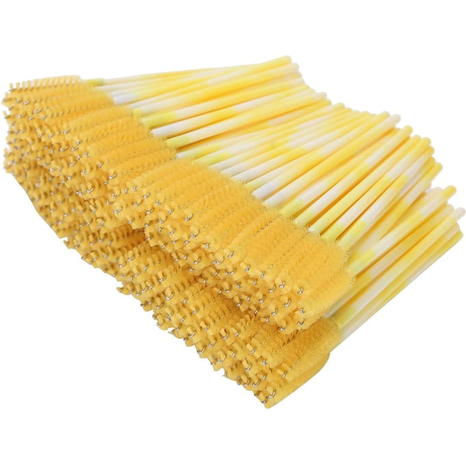 200 stuks Wegwerp Draagbaar Wimperborsteltje Reis Mascara Wimperborstel Make-up Tool Accessoire Geel geel