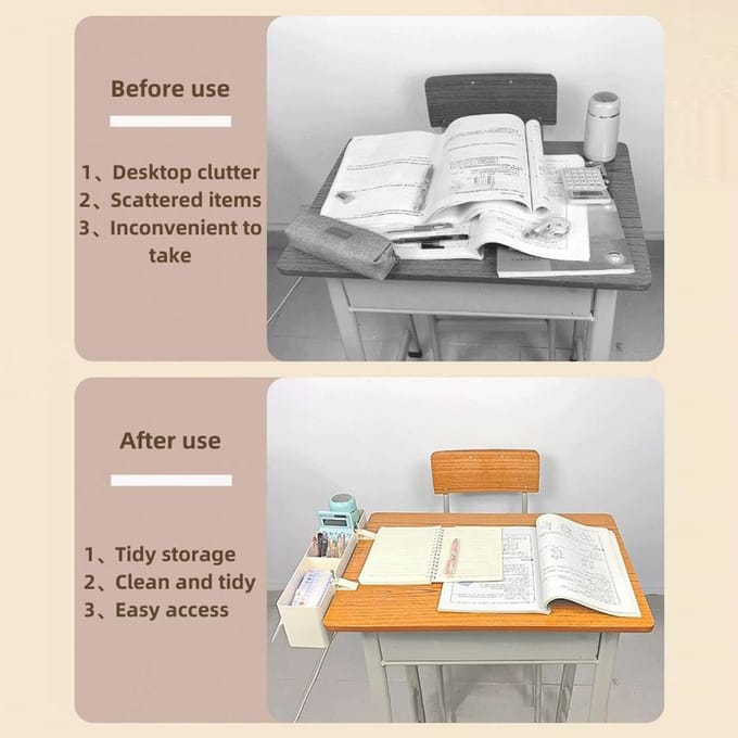 NBX Pennenhouder Bureau Zijopslag Marker Potlooddoos Desktop Organizer met Beheerbak Diverse Medium wit