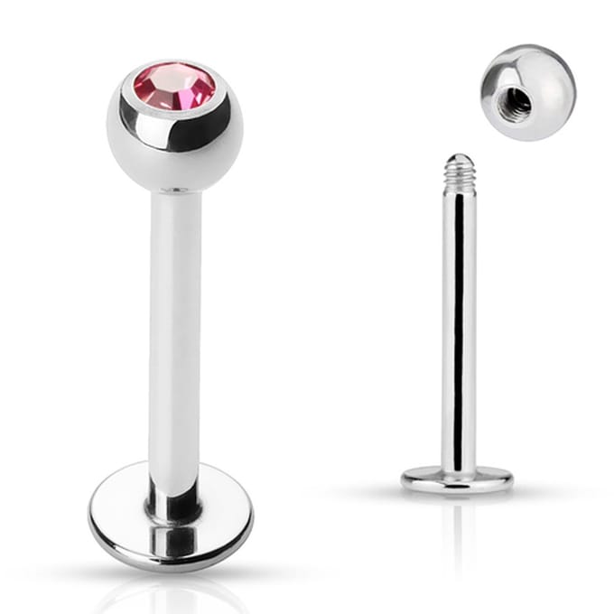 Piercing press fit steen 1.2x8 - roze - LMPiercings