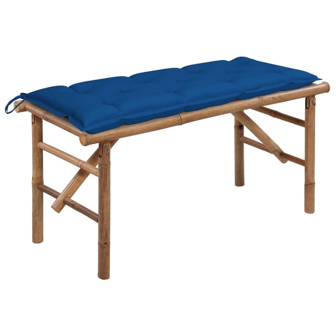 vidaXL - Tuinbank - inklapbaar - met - kussen - 118 - cm - bamboe