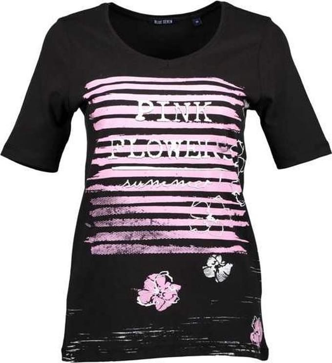 Blue Seven dames shirt zwart+print - maat 40