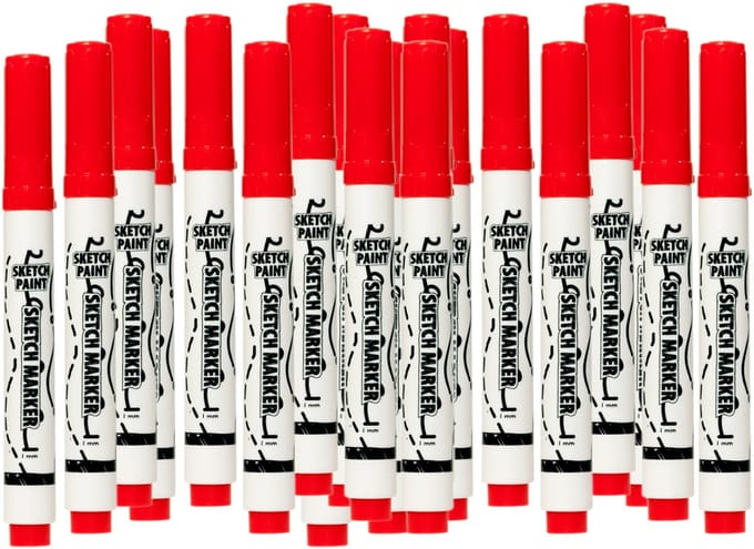 MagPaint - Whiteboardstiften - Sketchmarker - Rood - Set van 20 Markers