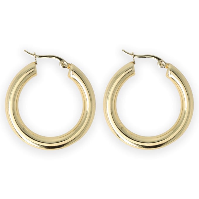 Lajetti - Stainless Steel Oorringen 3 cm - Gold plated Dames Oorbellen