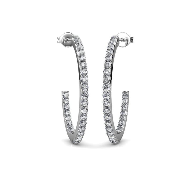 Simply Hoop Oorbellen - Zilver en Kristal