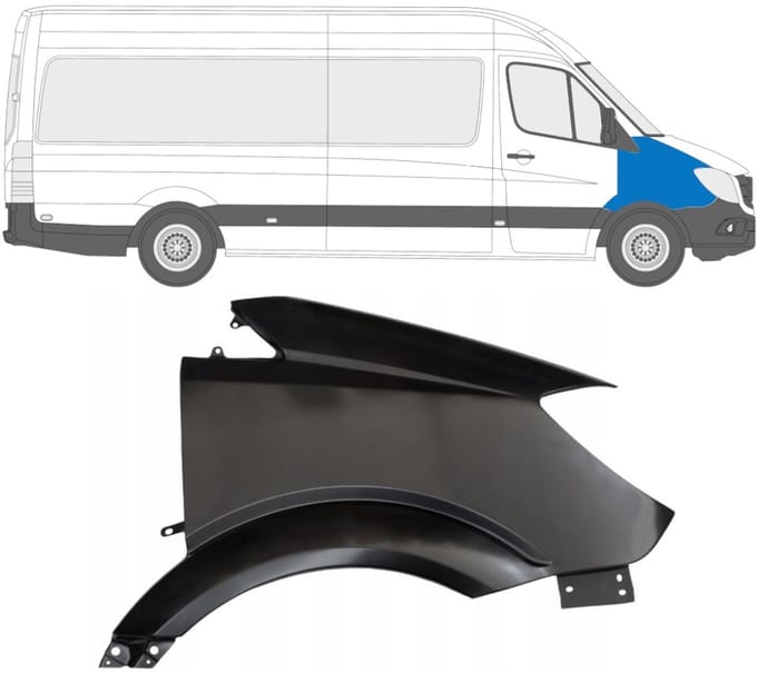 Voorste spatbord voor Mercedes Sprinter 2013-2018 / Rechts