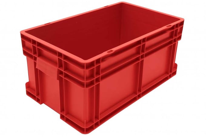 Kunststof stapelbak - - Rood - 295 mm x 505 mm x 180 mm- - Polymethylmethacrylaat (PMMA) - -