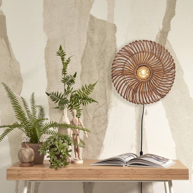 GOOD&MOJO Wandlamp Zanzibar - Rotan - Ø40cm - Binnen Modern