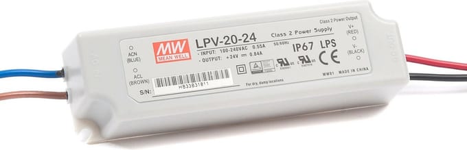 Mean Well LED Trafo 20W 24 VDC 8400mA IP67 CV