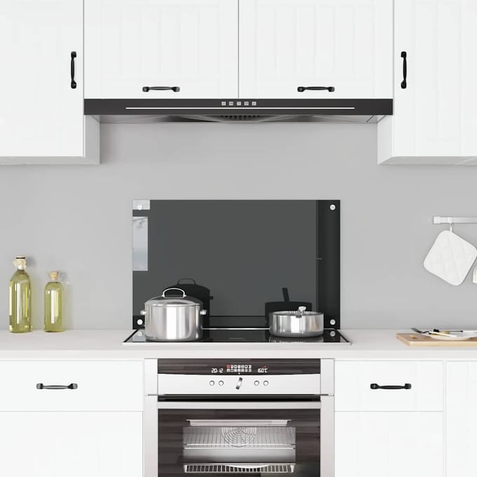 vidaXL - Spatscherm - keuken - 80x50 - cm - gehard - glas - zwart