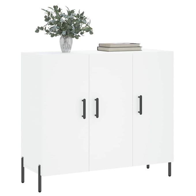 vidaXL - Dressoir - 90x34x80 - cm - bewerkt - hout - wit