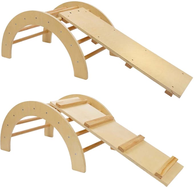 Houten klimboog met glijbaan set - speelboog voor kinderen.