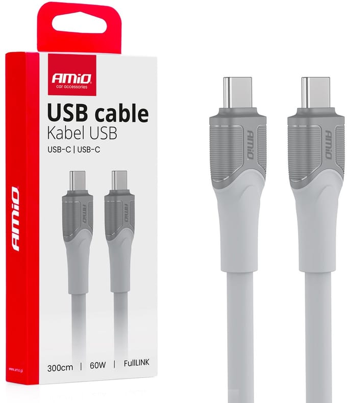 AMiO USB-C naar USB-C Kabel – 60W – 300cm – FullLINK – X111 – 04293