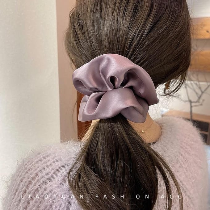 Chouchou en soie surdimensionné pour femme, élastique pour queue de cheval, accessoire pour cheveux rose