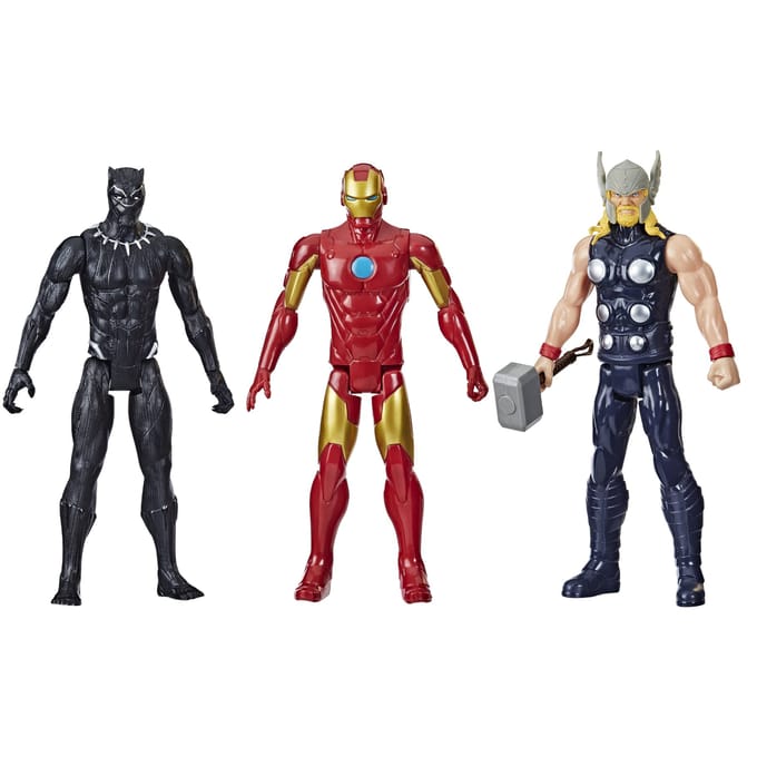Marvel Avengers Titan Hero Series Black Panther, Iron Man & Thor Action Figure 3-Pack