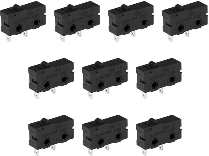 Dailygoods - 10 Stuks Microschakelaar zonder Hendel voor Elektronica