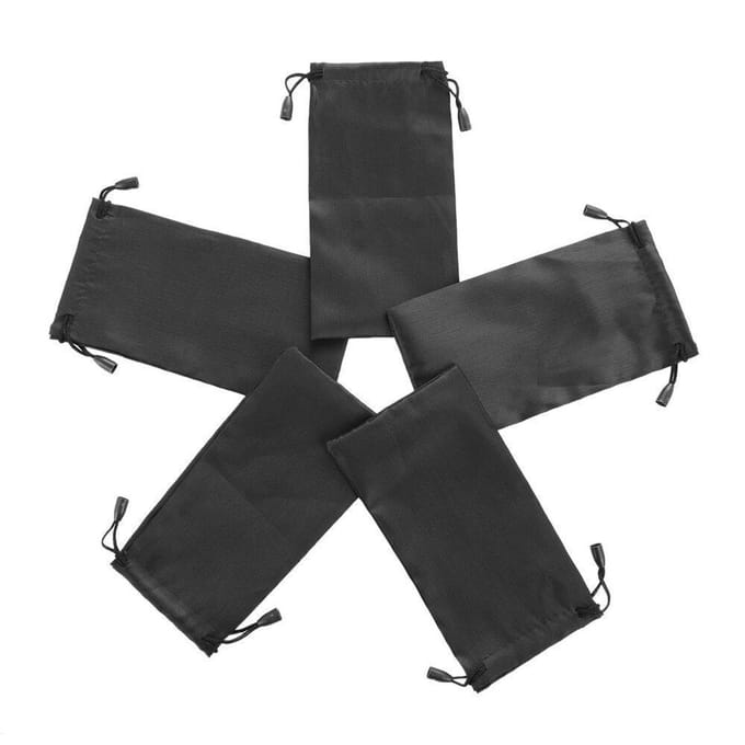 KELERINO. Microvezel Brillenhoes - Nylon - 17 x8 cm - Zwart - 5 Stuks