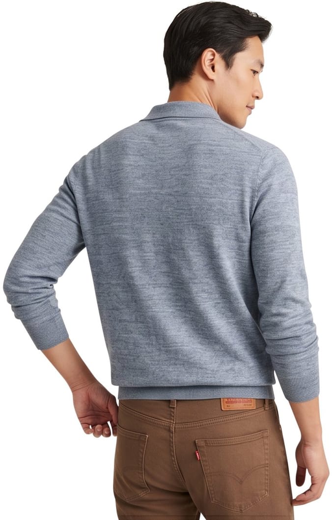 Poloshirt Profuomo grijs normale fit gemeleerd