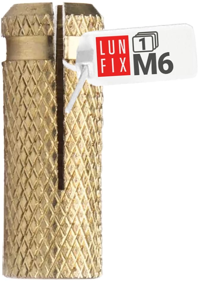 LUN FIX - M6 muuranker + messingplug 6mm - 1 stuk - inslaganker - spreidbus