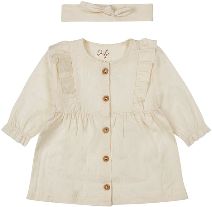 Dirkje Jurk Lange Mouw + Haarband Off White 68