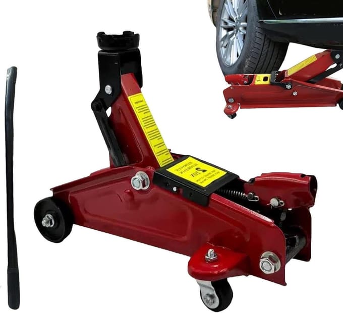 Auto Krik - Vloerkrik Hefgereedschap - Onderhoud Voertuigen - Robuuste 3 Ton Capaciteit - Compact Ontwerp - Grijs