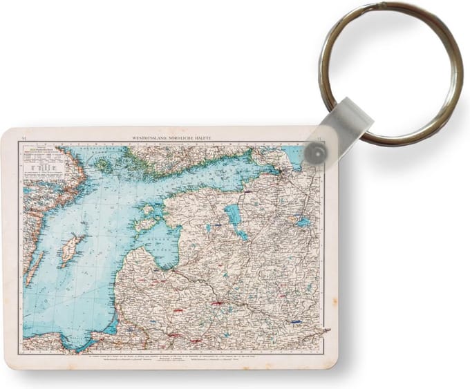 Sleutelhanger - Vintage kaart van West-Rusland - Uitdeelcadeautjes - Plastic