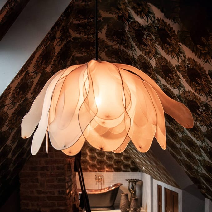 By Rydéns hanglamp Lou Lou, naturel, Ø 80 cm, stof