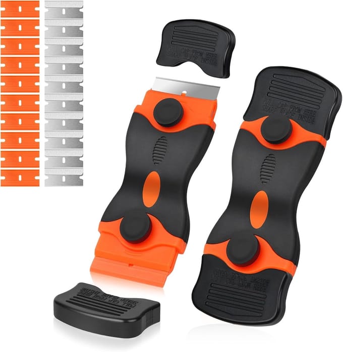 Schraper met 20 Messen, Multifunctionele Glasschraper, Reinigingsscheermesschraper Kookplaatschraper voor Schrapen Etiketten, Stickers, Breeuwen, Verf