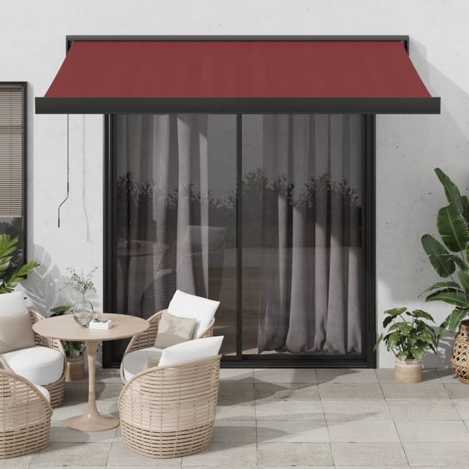 vidaXL - Luifel - handmatig - uittrekbaar - 350x250 - cm - bordeauxrood