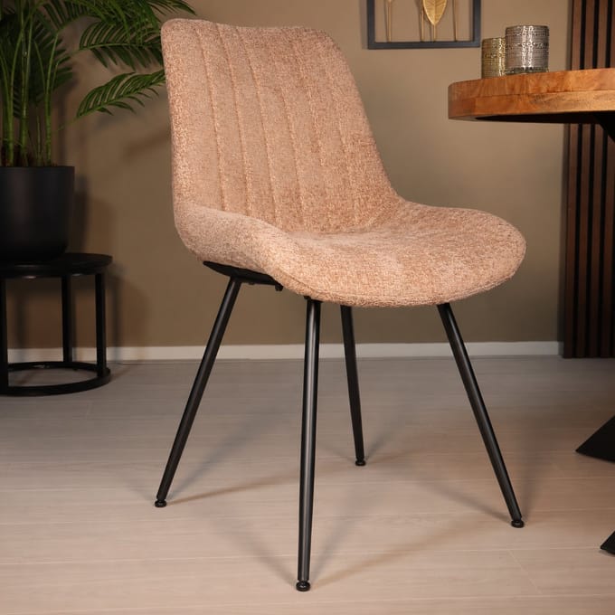 SET DEAL: 6 stuks Eetkamerstoel Susta taupe chenille eetstoel zetel