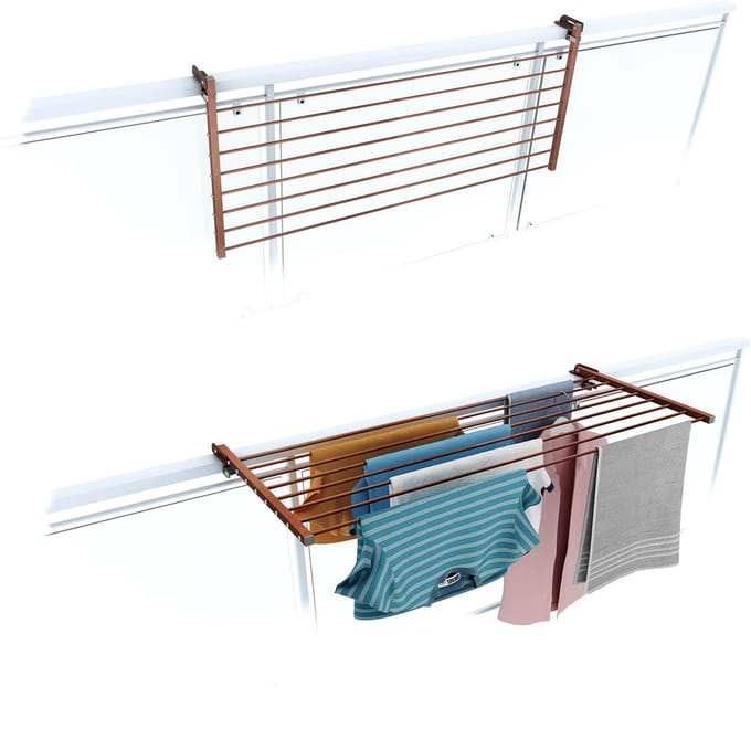 Foxydry Duo 102 cm wasrek balkon - corten - rechthoekige reling