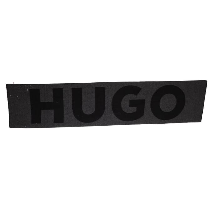 Hugo Wollen sjaal met logo (Grijs)
