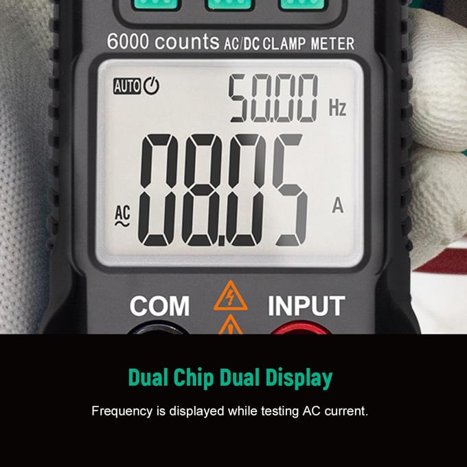 FUYI AC DC Inschakelstroom Stroomtang 6000 Counts Automatisch Bereik Stroomtang Multimeter Temperatuur zwart