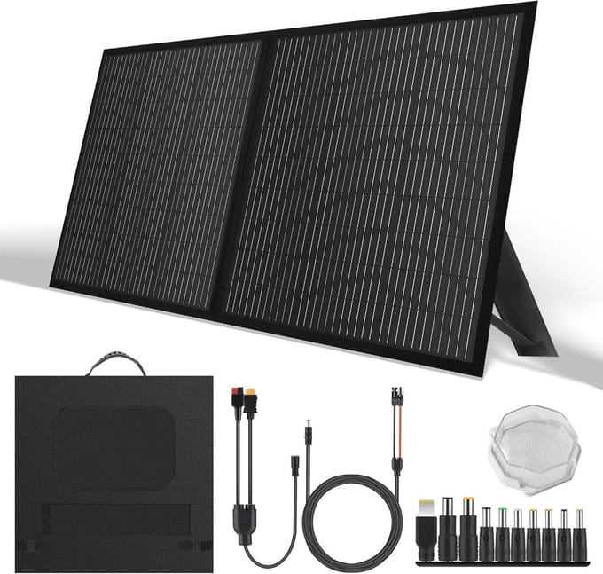 Draagbaar 100 Watt 12V opvouwbaar zonnepaneel met verstelbare standaards en waterdicht IP65-ontwerp