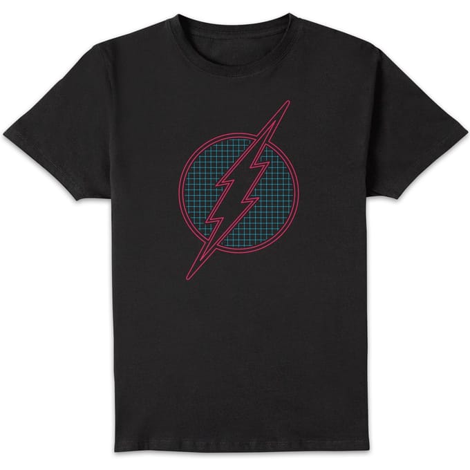 Justice League Flash Retro Grid Logo Men's T-Shirt - Black - M