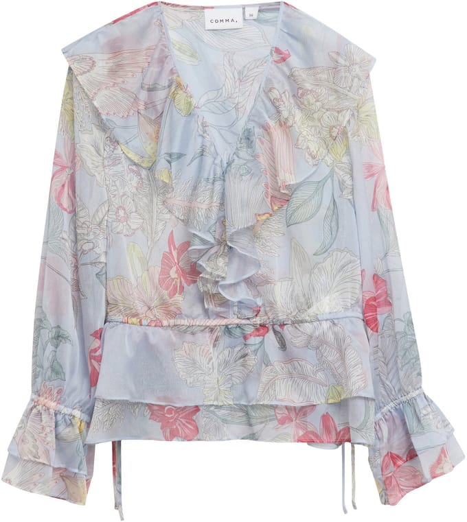 Damesblouse met textuurprint en volantdetails COMMA