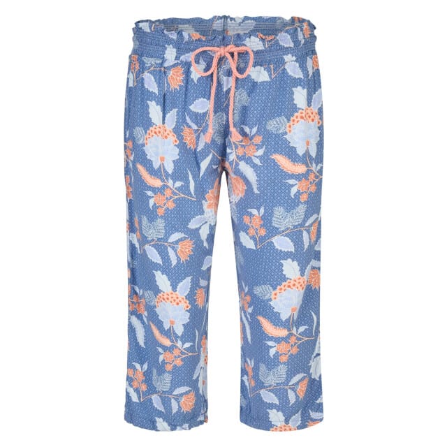 By Louise Dames Capri Pyjama Set Driekwart Oranje/Blauw Gebloemd - Maat M
