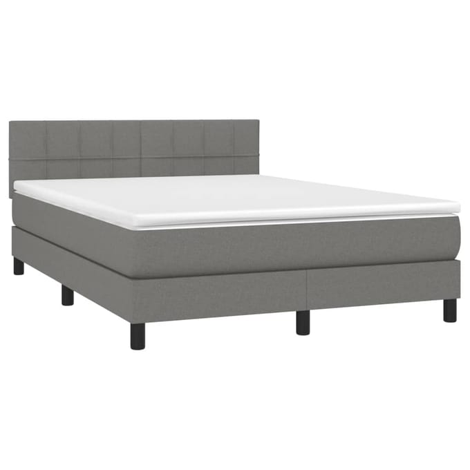vidaXL - Boxspring - met - matras - stof - donkergrijs - 140x190 - cm