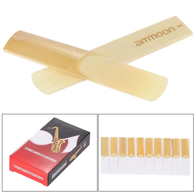 Ammoon 10-pack stuks Strength 3.0 bamboe rieten voor Bb tenorsaxofoon sax accessoires black