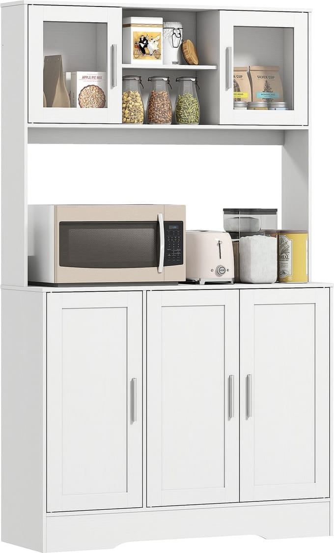 HOMCOM keukenkast - spaanplaat - MDF - 108L x 35B x 180H cm - wit