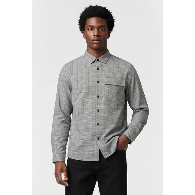 Lyle & Scott Black Eagle Pocket Shirt Jet Black/ White Größe: S | Casual hemden Outlet | Herren | Weiß