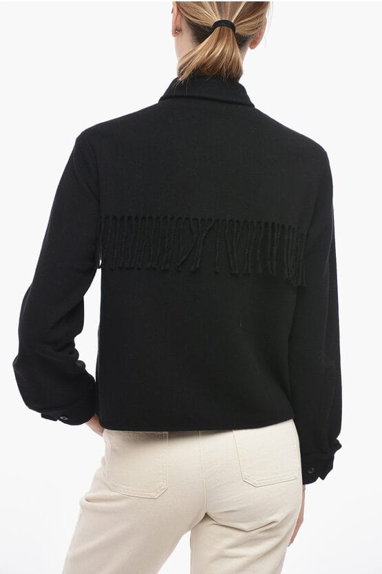 STAG OVER Shirt met franjes in zwart