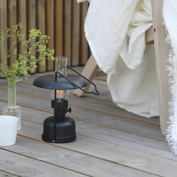 Markslöjd LED-accubatterijlamp Fanos, zwart, dimbaar, IP44