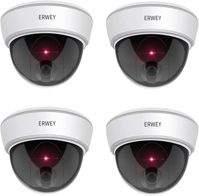 Dummy Camera Set - Nep Camera's - Beveiliging Huis - Knipperend Rood LED - 4 Stuks - Wit